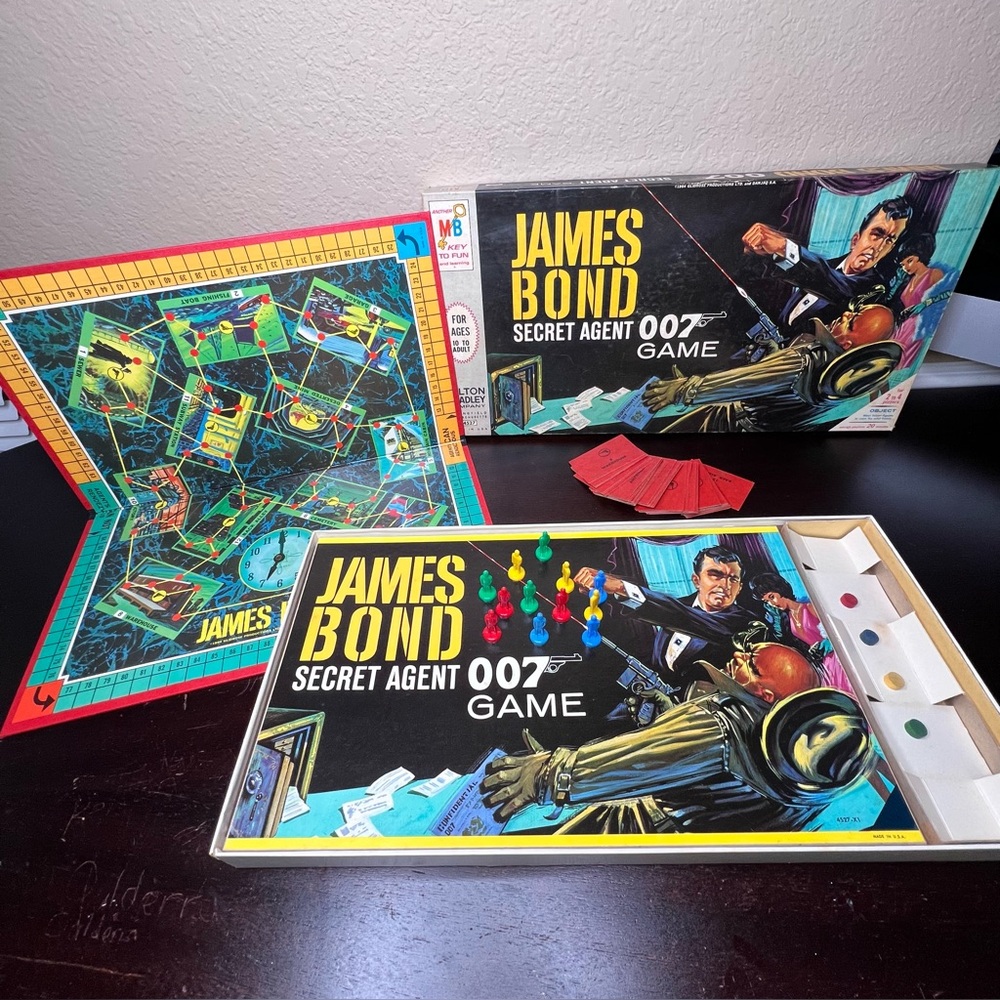 Vintage 1964 James Bond Game Board, COMPLETE!, Secret Agent 007, Milton Bradley